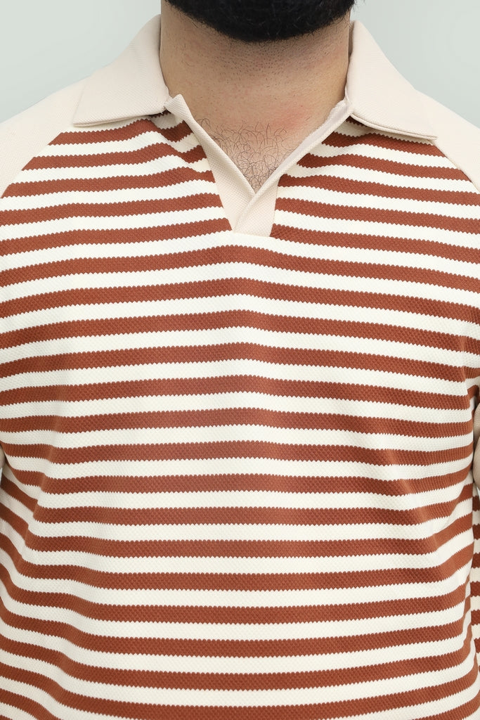 Stripe Chocolate Brown Polo FS