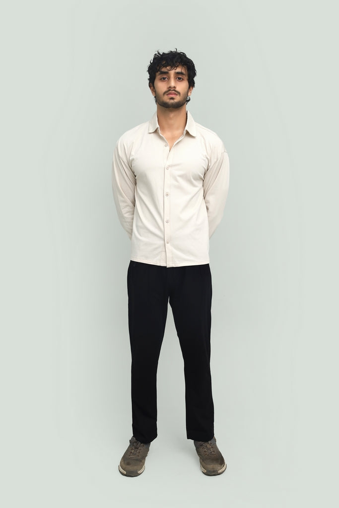 Cropped Beige Button Down Shirt FS
