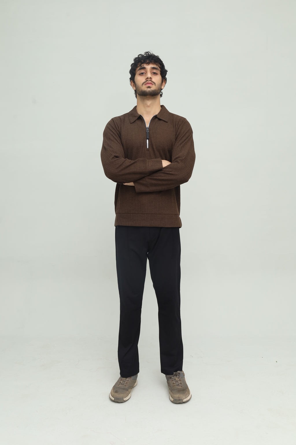 Cropped Zipper Chocolate Brown