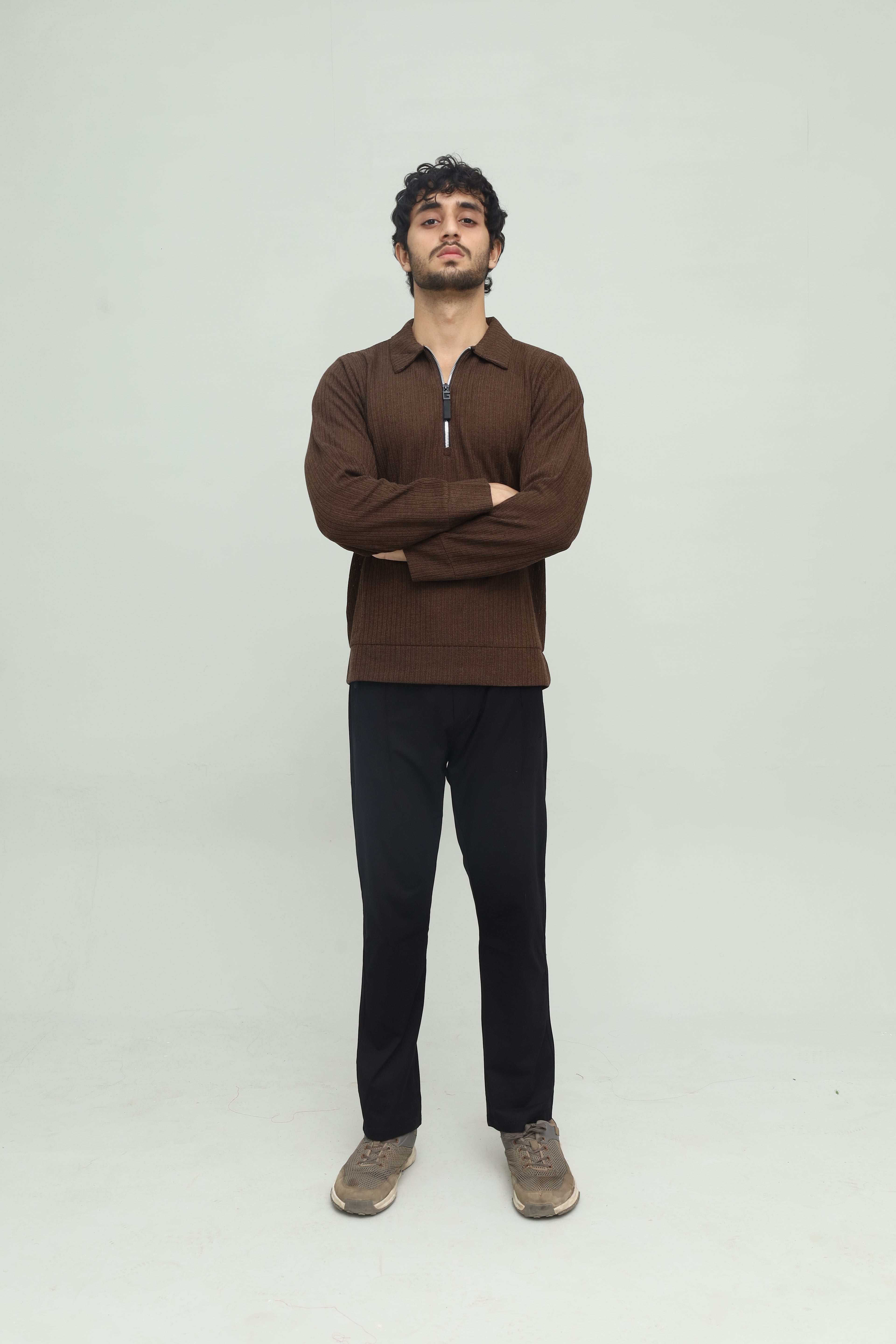 Cropped Zipper Chocolate Brown
