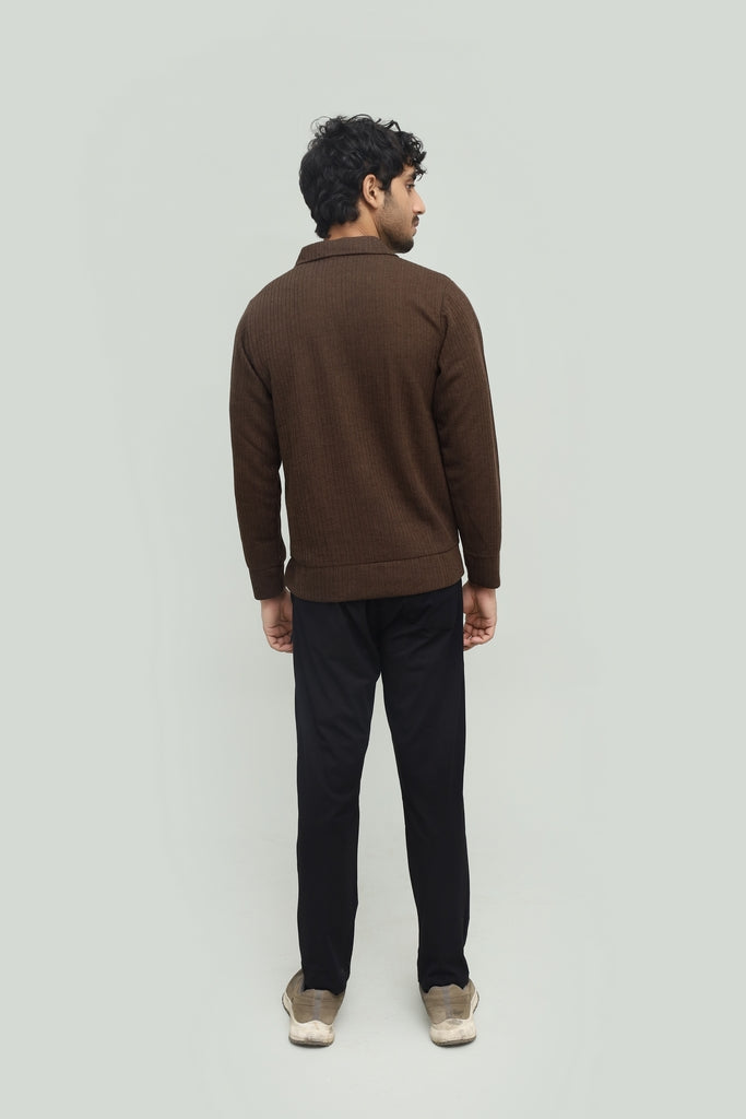 Wool Knit Zipper Chocolate Brown