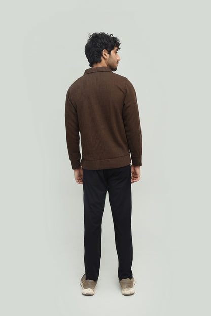 Wool Knit Zipper Chocolate Brown