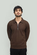 Wool Knit Zipper Chocolate Brown