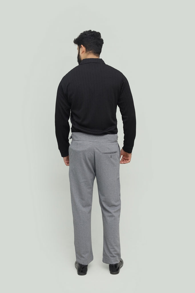 Textured Black Zipper Polo FS