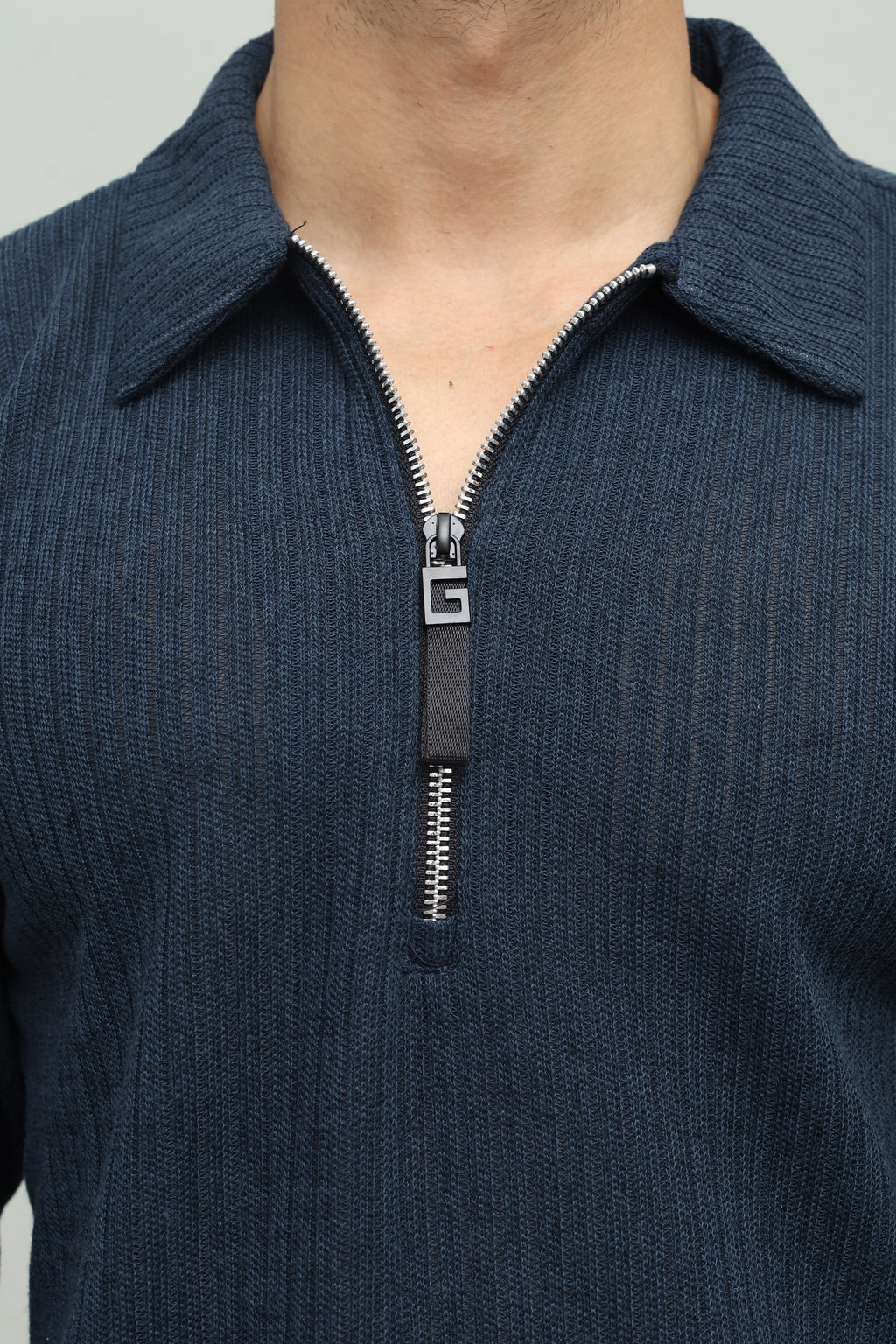 Cropped Zipper Blue