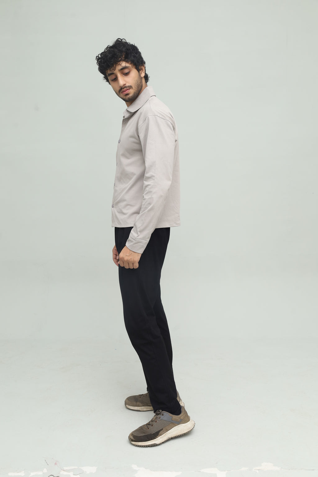 Cropped Gray Button Down Shirt FS