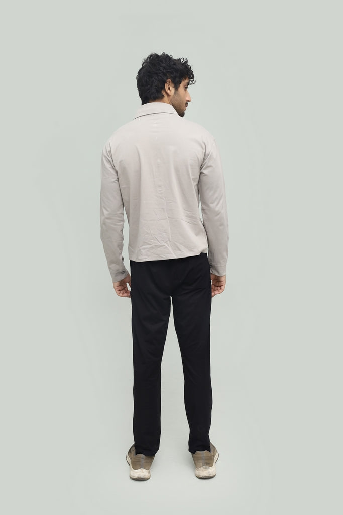 Gray Button-down  & Black Gurkha Pant