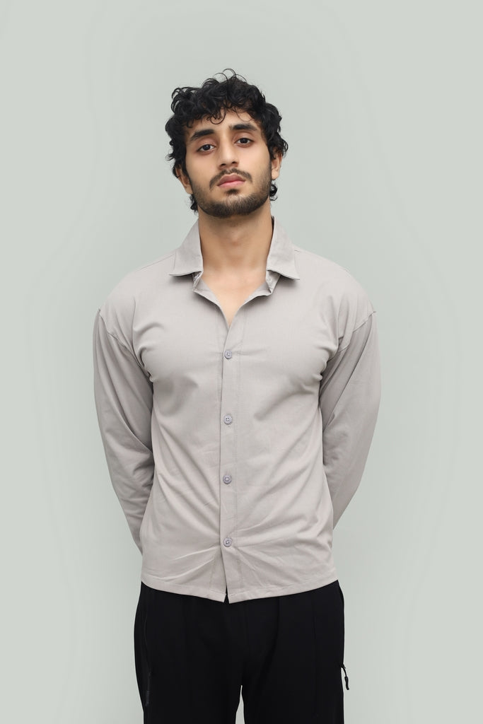 Gray Button-down  & Black Gurkha Pant