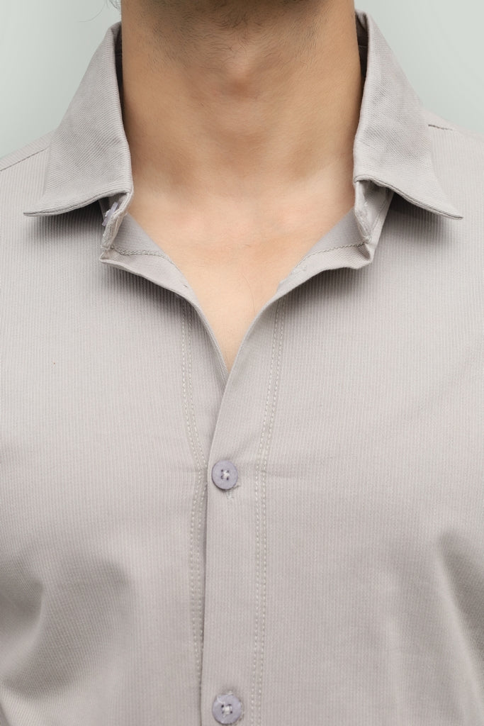 Gray Button-down  & Black Gurkha Pant