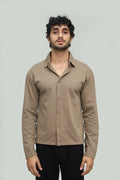 Cropped Khaki Brown Button Down Shirt FS