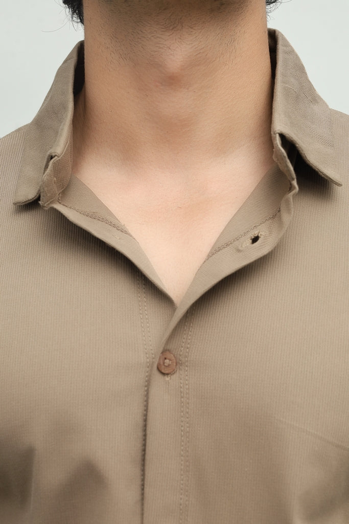 Khaki Button-down  & Black Gurkha Pant