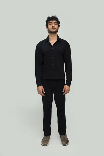 Cropped Black Button Down Shirt FS