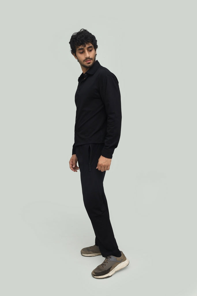 Black Button-down  & Black Gurkha Pant