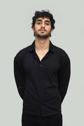 Cropped Black Button Down Shirt FS