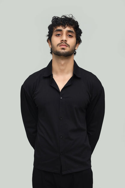 Black Button-down  & Black Gurkha Pant