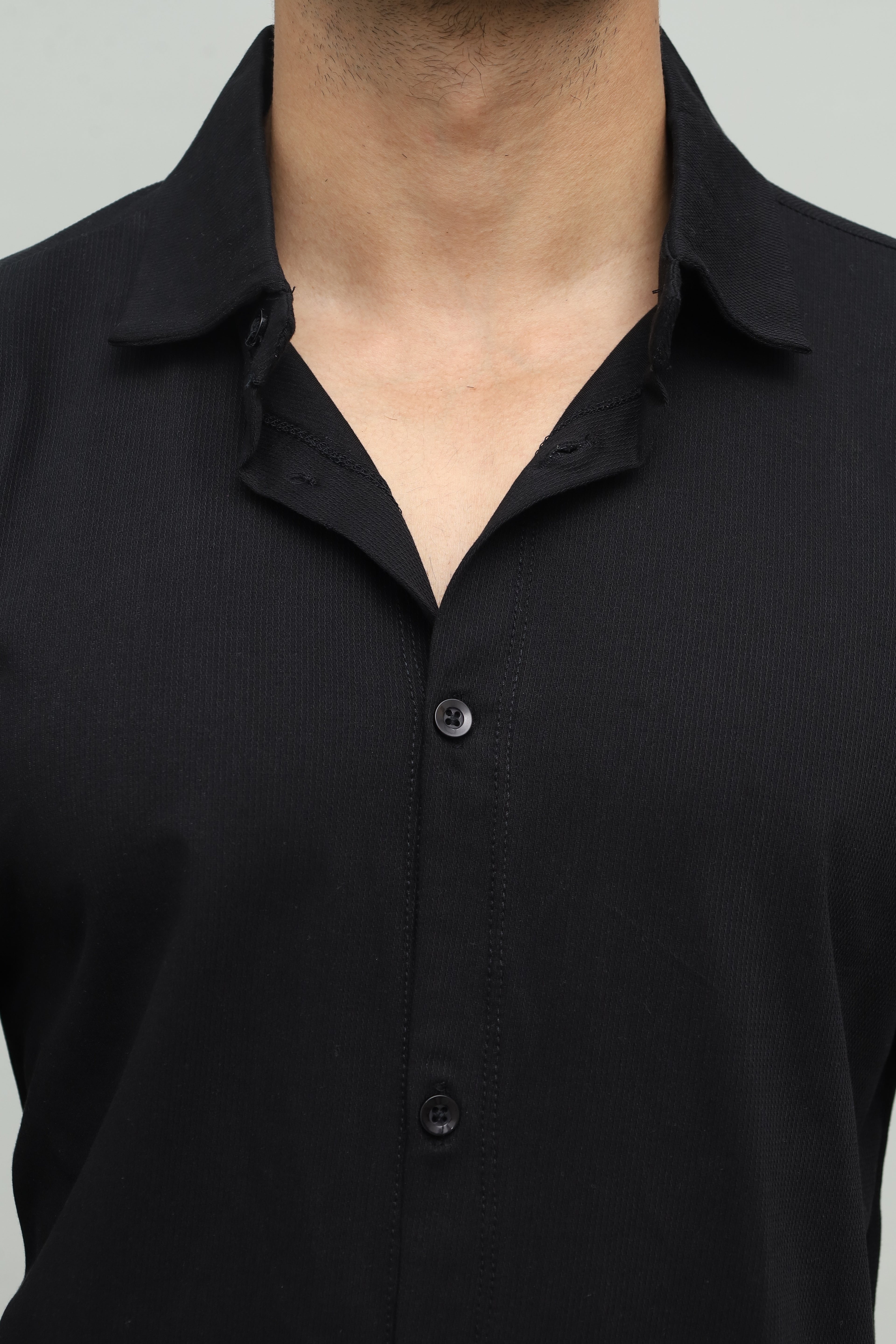 Cropped Black Button Down Shirt FS