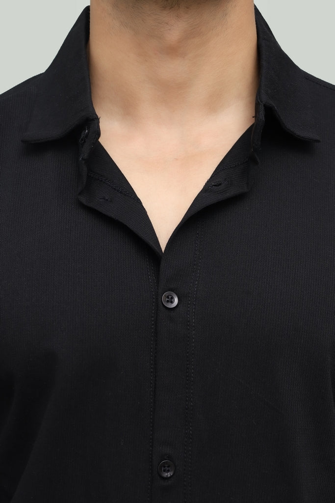Cropped Black Button Down Shirt FS