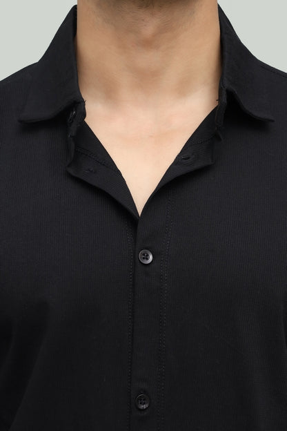 Cropped Black Button Down Shirt FS