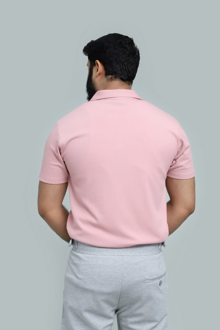 Drop Needle Baby Pink Polo & Light Beige Relaxed Fit Trouser