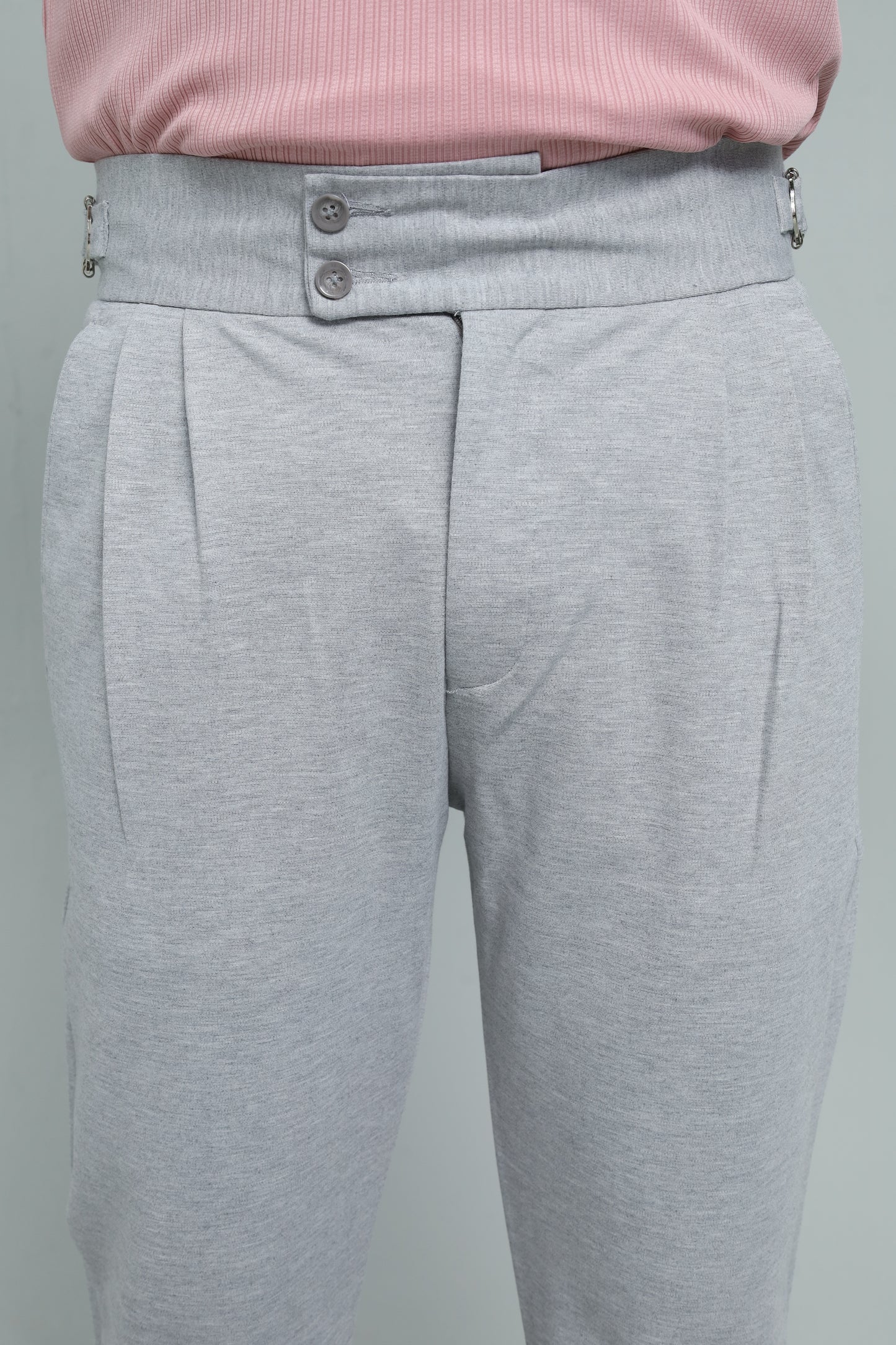 Ice Blue Drop Needle & Grey Gurkha Pants