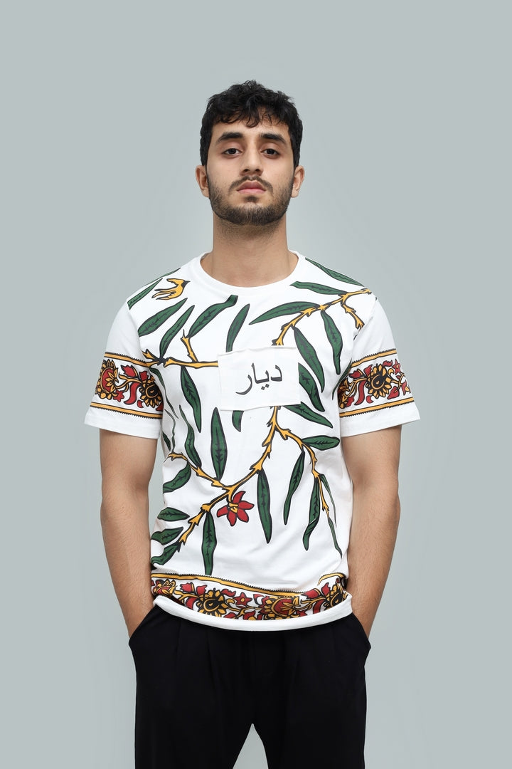 Bagh Print Tee – White