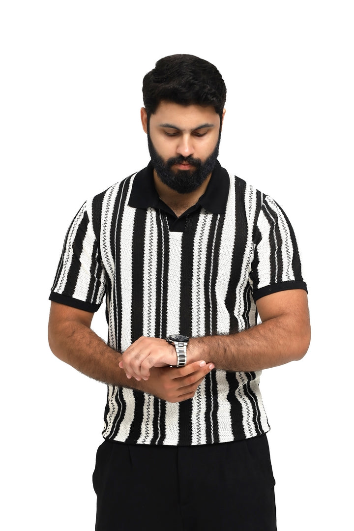 Crochet Stripe Polo