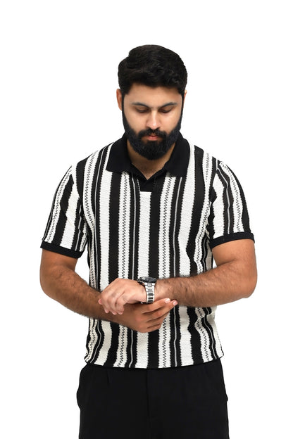 Crochet Stripe Polo