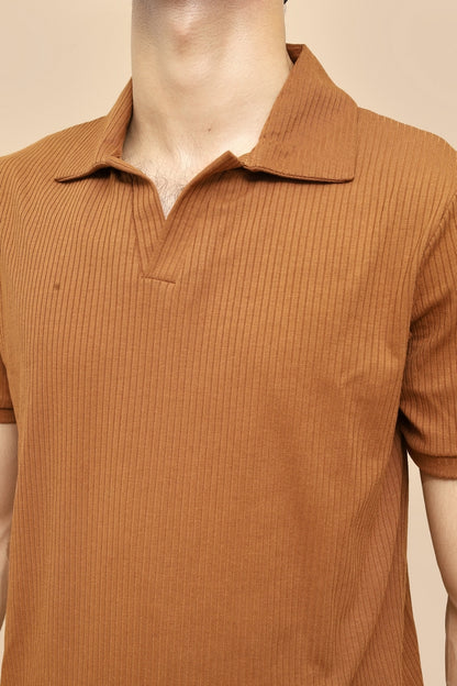 Rust Brown Drop Needle Polo & Black Gurkha Pants
