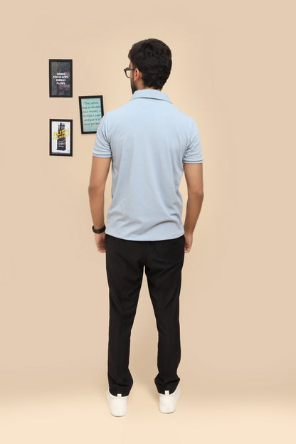 Drop Needle Ice Blue Polo