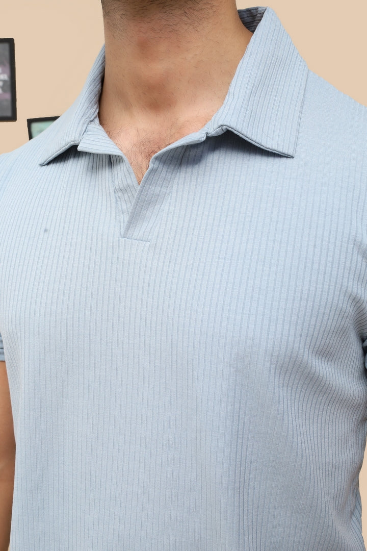 Drop Needle Ice Blue Polo