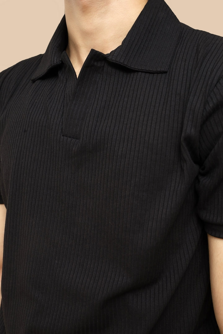 Drop Needle Black Polo & Steel Gray Relaxed Fit Trouser