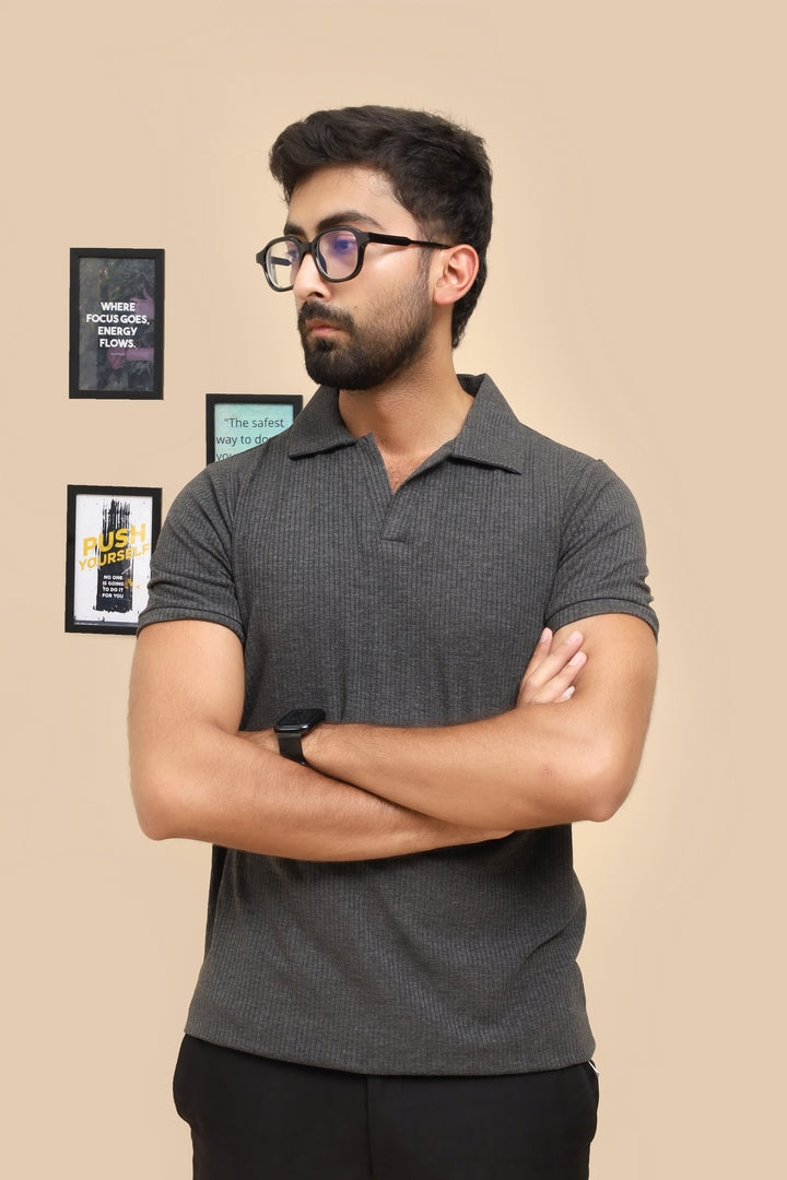 Drop Needle Charcoal Gray Polo & Dark Gray Gurkha Pants