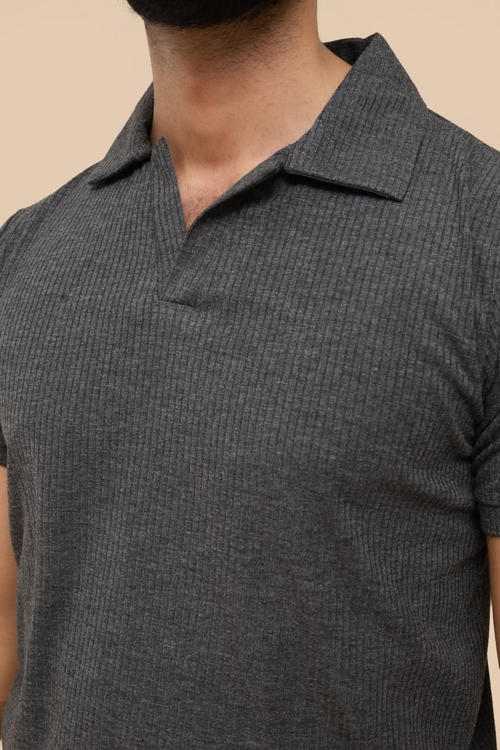 Drop Needle Charcoal Gray Polo
