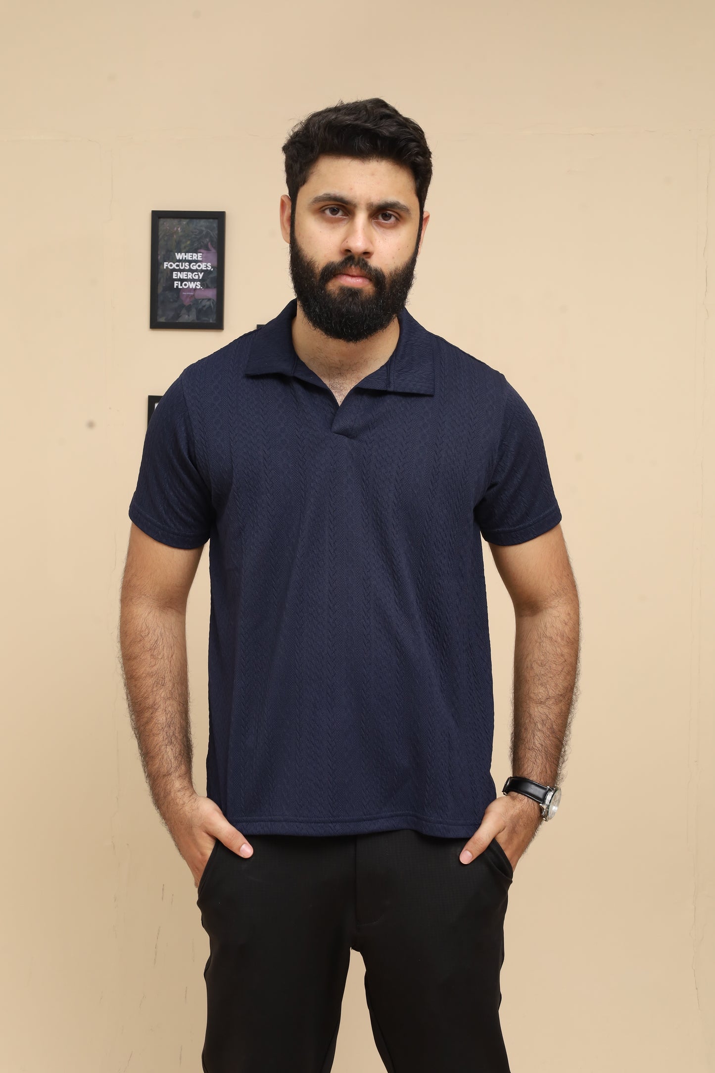 Navy Blue Knitted Polo
