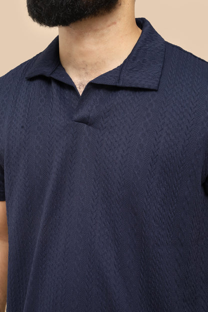Navy Blue Knitted Polo