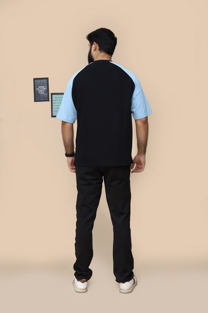 Raglan Sleeve Blue and Black Drop Shoulder
