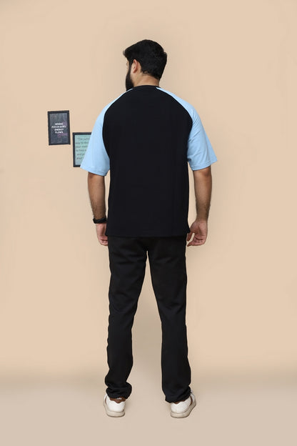 Raglan Sleeve Blue and Black Drop Shoulder