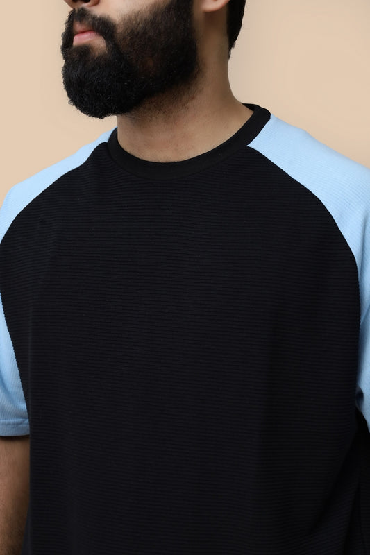 Raglan Sleeve Blue and Black Drop Shoulder