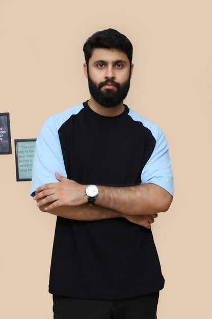 Raglan Sleeve Blue and Black Drop Shoulder