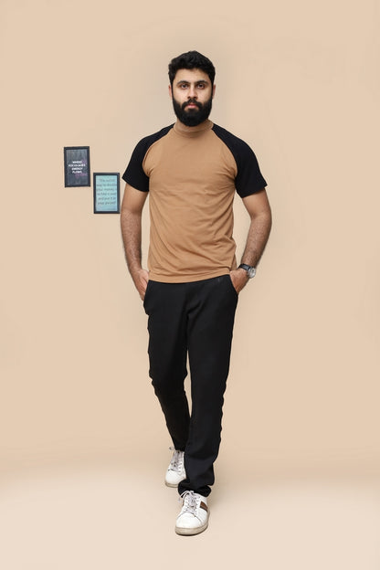 Raglan Sleeve Black and Brown T shirt