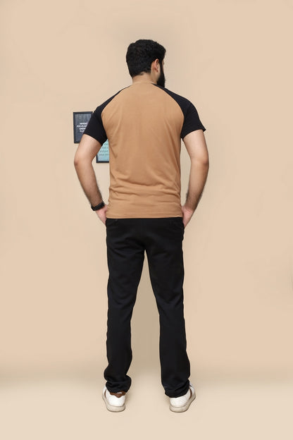 Raglan Sleeve Black and Brown T shirt