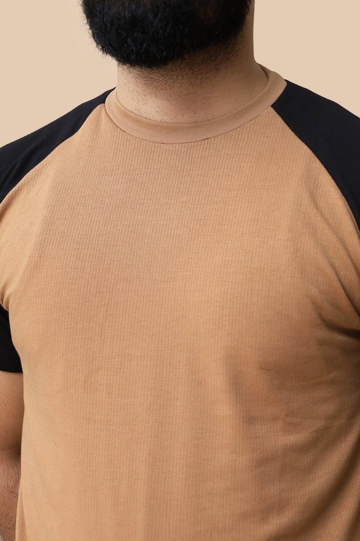Raglan Sleeve Black and Brown T shirt