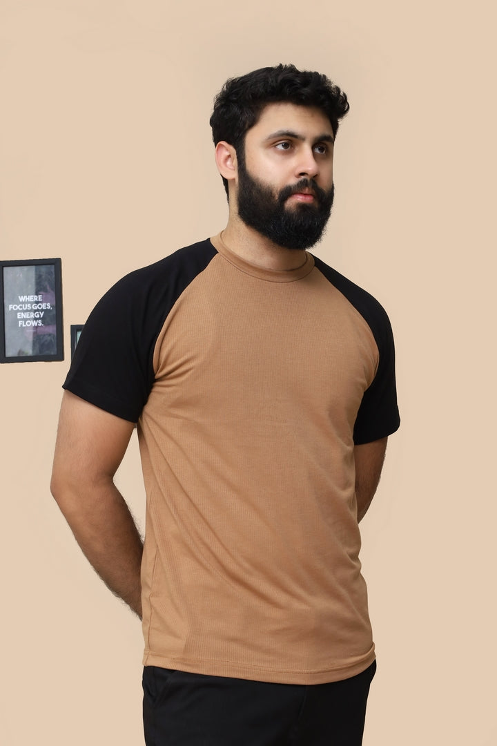 Raglan Sleeve Black and Brown T shirt