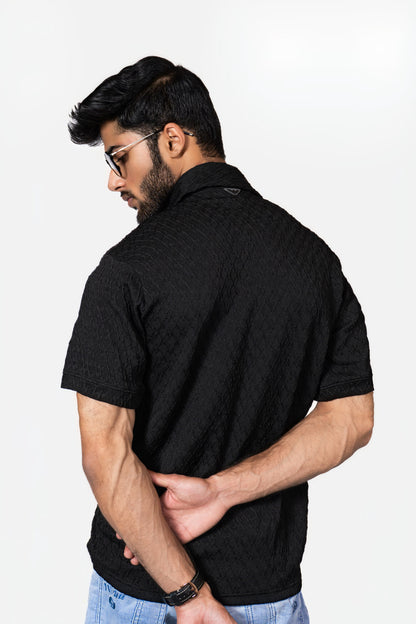 Black Knitted Button Down