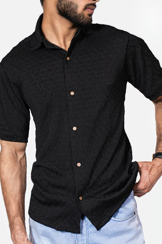 Black Knitted Button Down