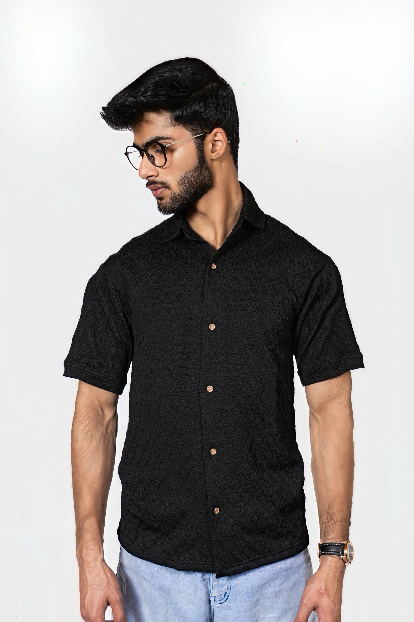 Black Knitted Button Down