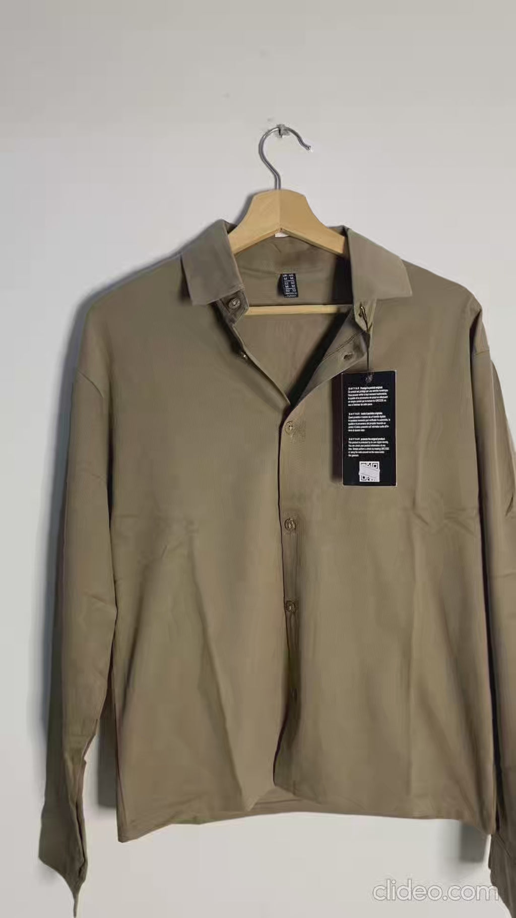 Cropped Khaki Brown Button Down Shirt FS