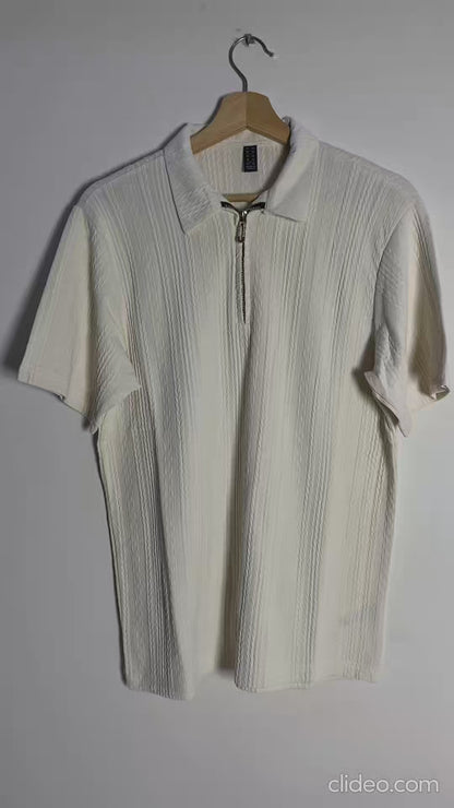 Knitted Off-White Zipper Polo