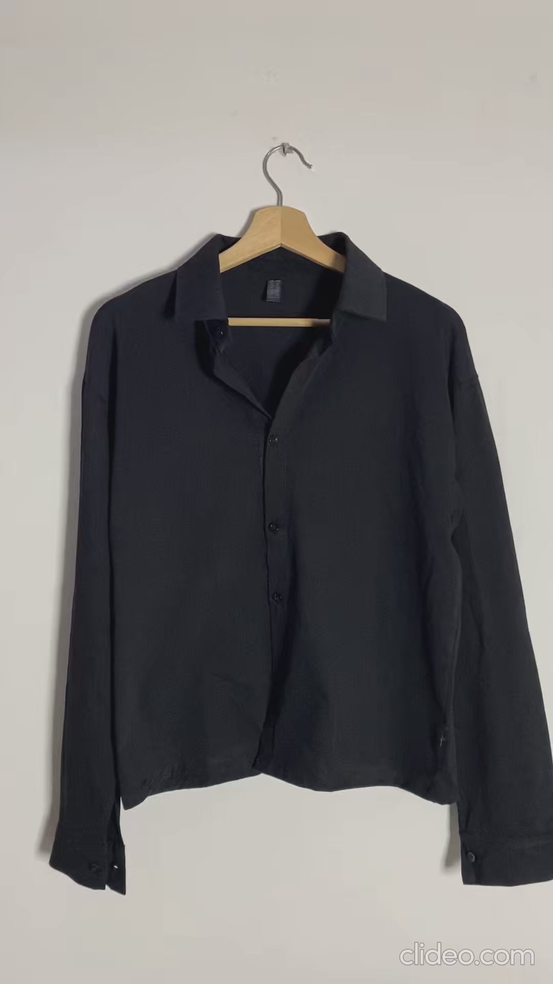Cropped Black Button Down Shirt FS